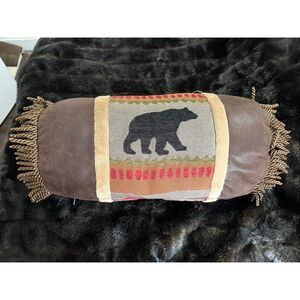 Bass pro bear deer cabin hunting man cave tassel roll pillow